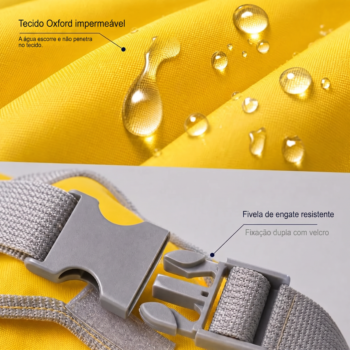 Tecido Oxford impermeável e fivela de engate resistente com fixação dupla de velcro