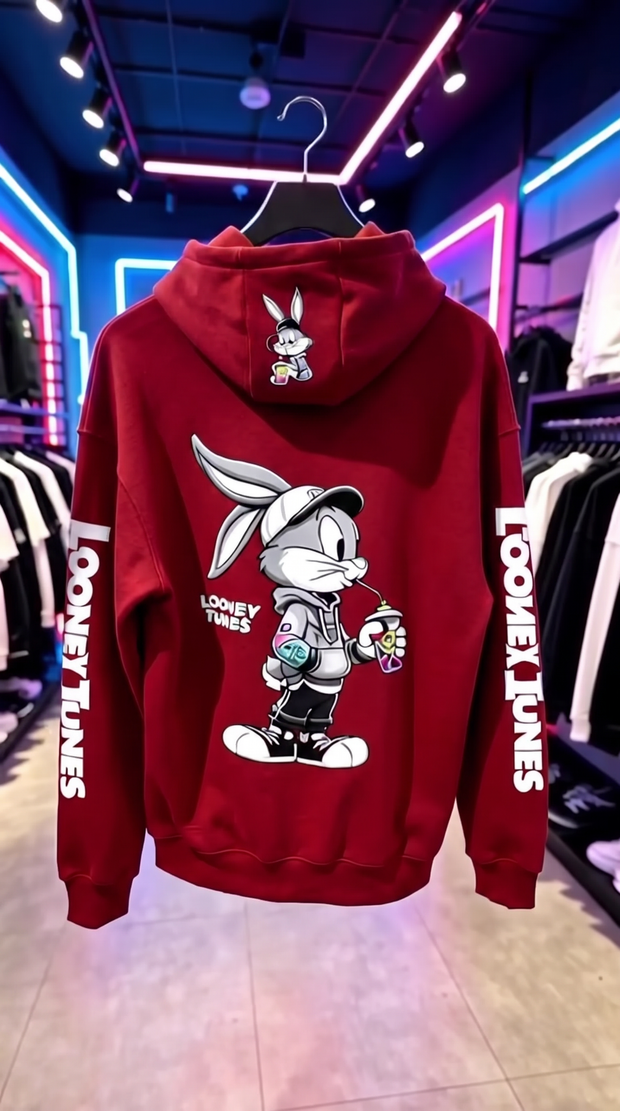 Moletom Street Bunny Graffiti vermelho - detalhe