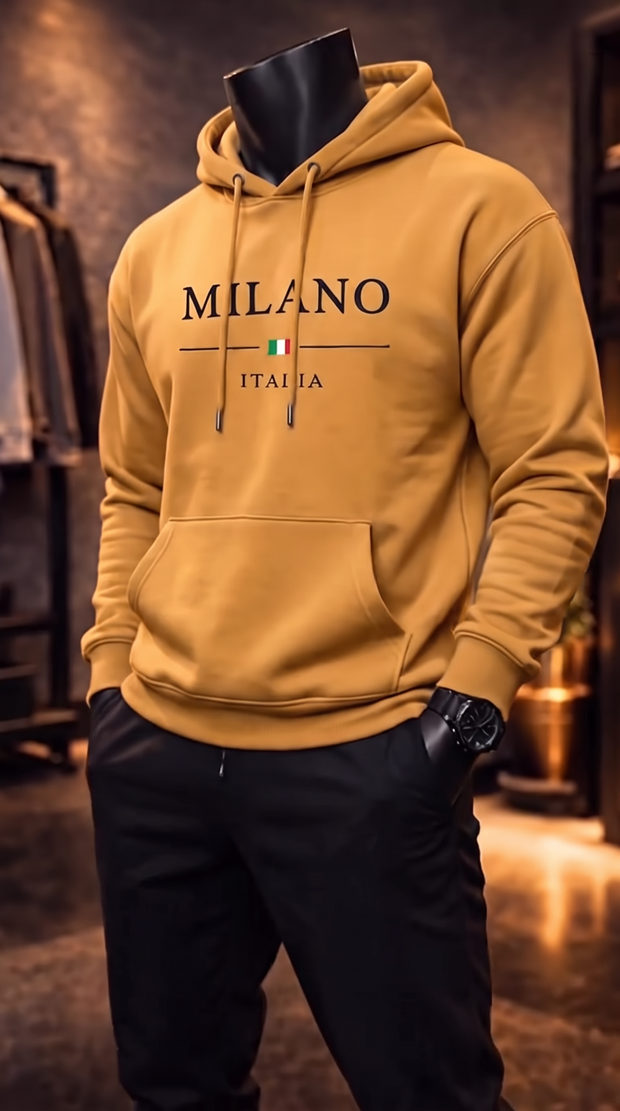 Moletom Milano Italia mostarda - close