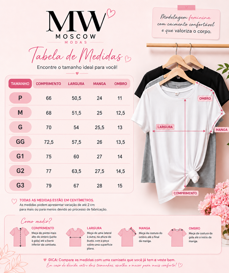 Tabela de medidas feminina